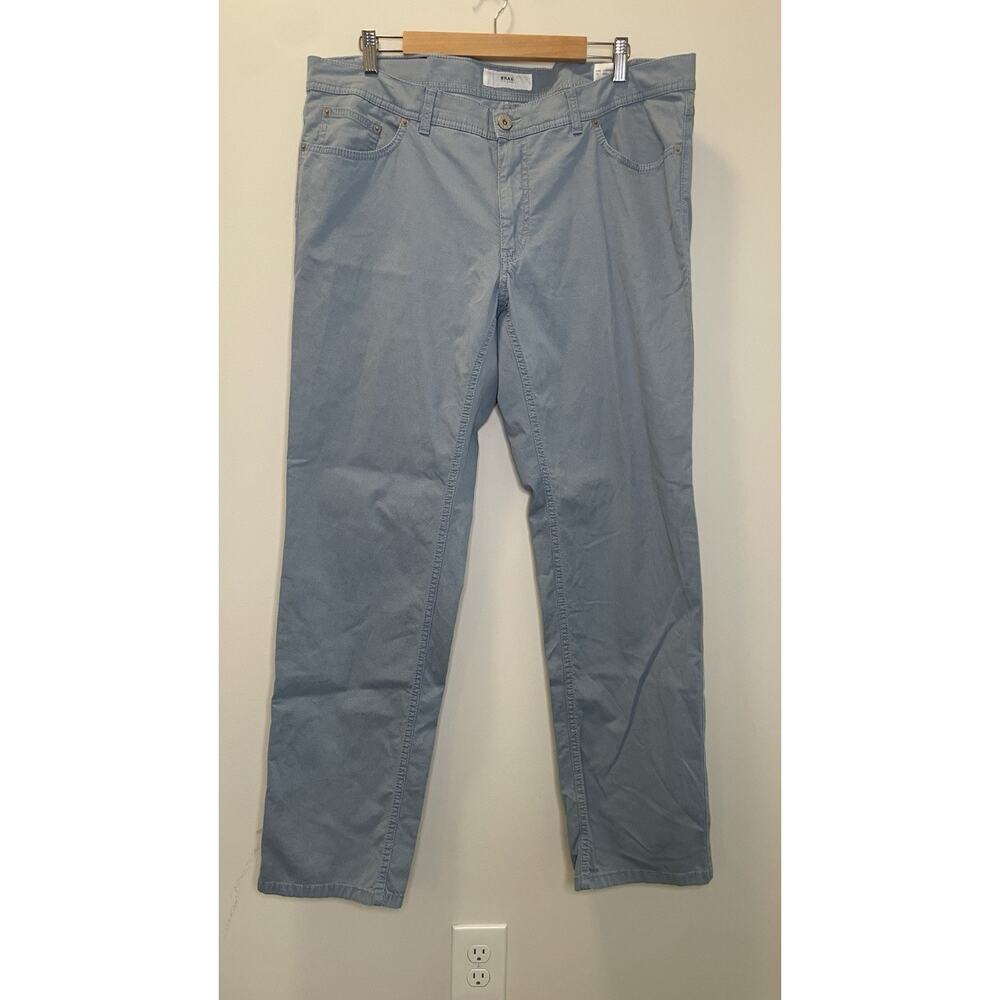 Brax Cooper Fancy Pants Regular Fit Preppy Stretch Casual Travel Blue Mens 38x32